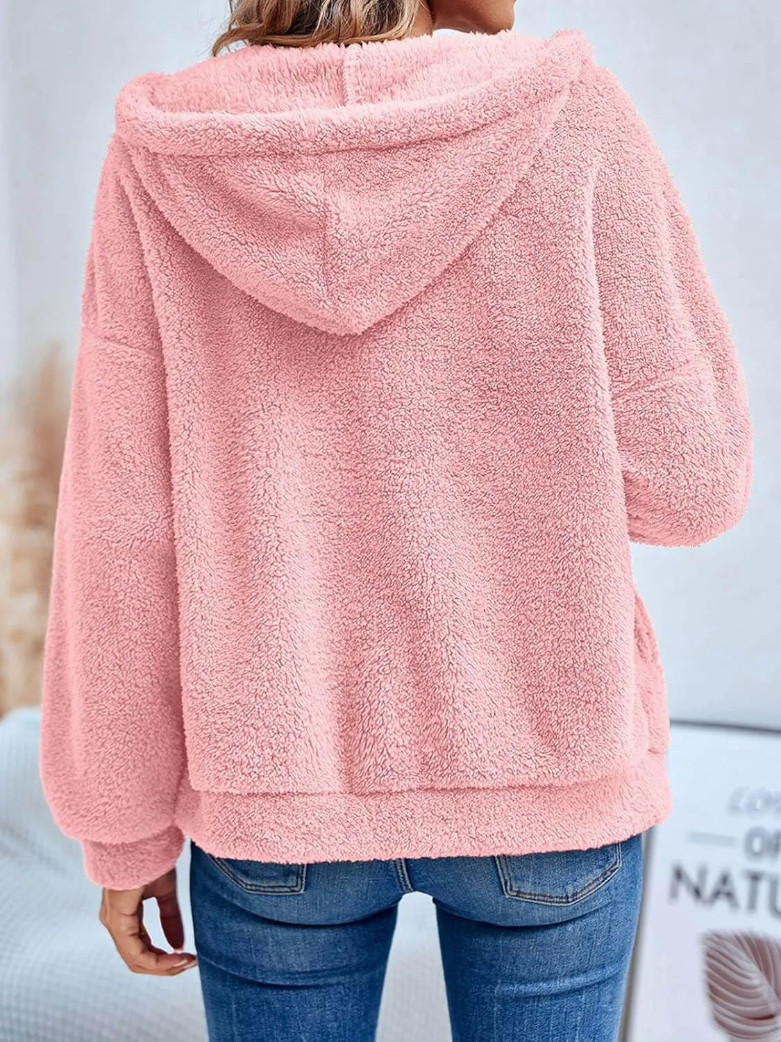 GAMISOTE Womens Fuzzy Sherpa Fleece Jacket Zip Up Oversized Winter Warm Sweatshirt Hoodies 2024