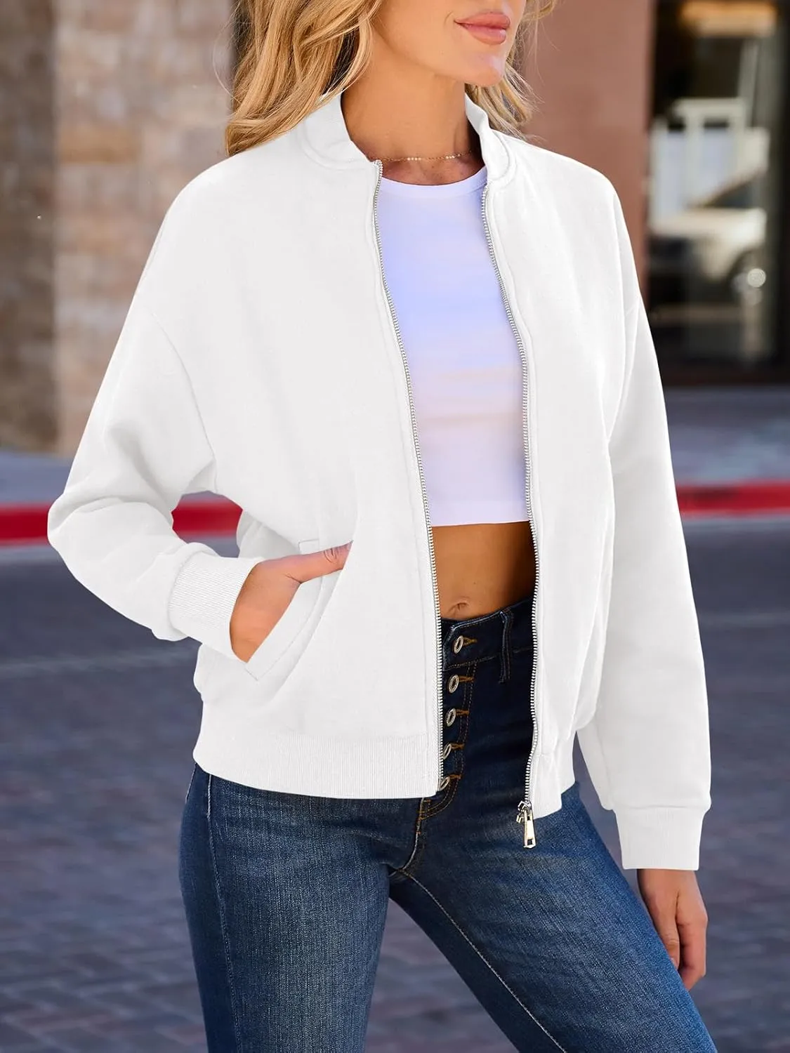 GeGekoko Womens Zip Up Sweatshirts Jackets Long Sleeve Casual Loose Outwear with Pockets