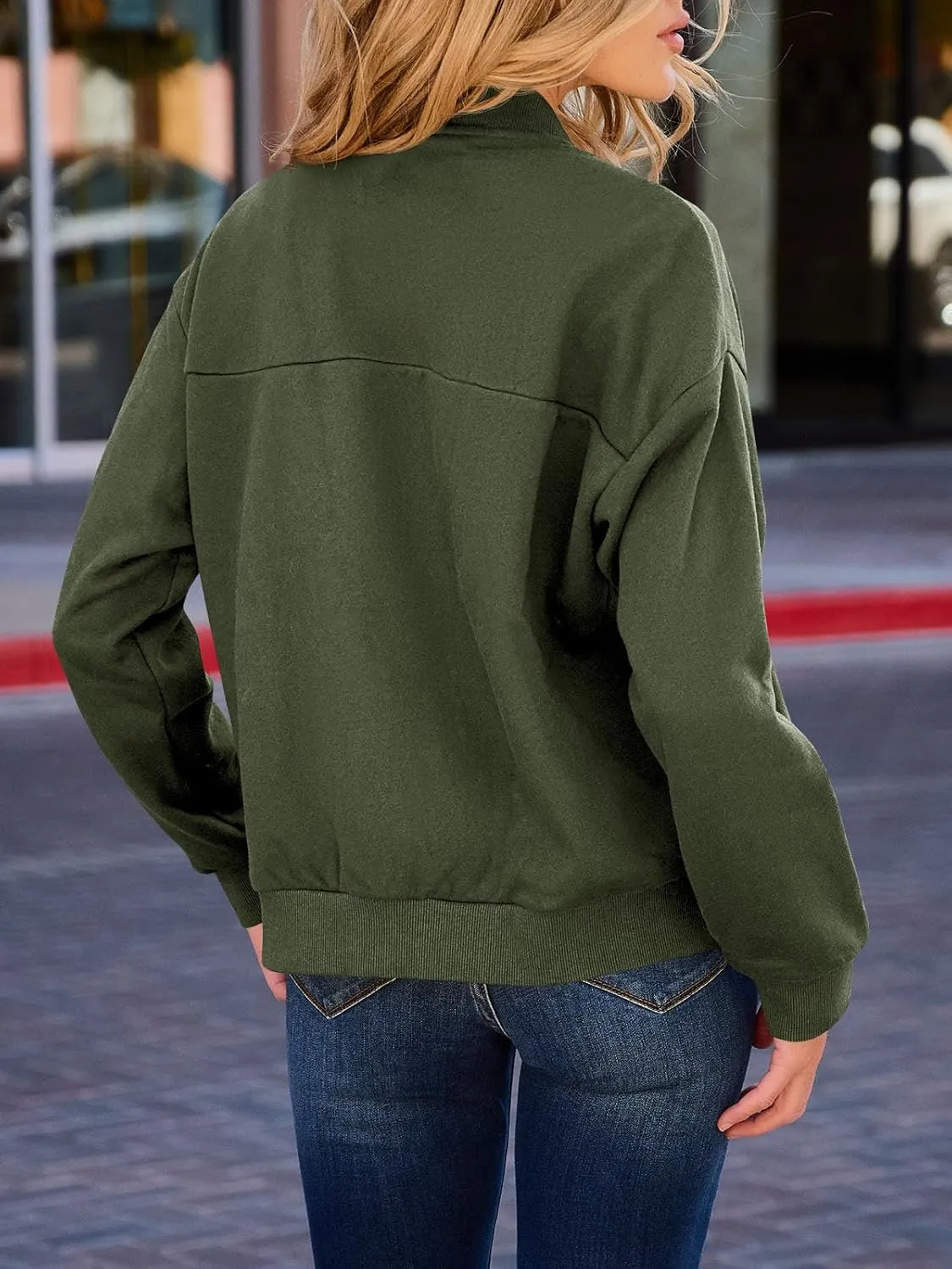 GeGekoko Womens Zip Up Sweatshirts Jackets Long Sleeve Casual Loose Outwear with Pockets