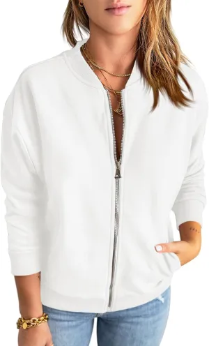 GeGekoko Womens Zip Up Sweatshirts Jackets Long Sleeve Casual Loose Outwear with Pockets