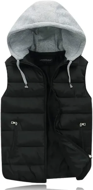 Gihuo Women's Puffer Vest Zip Up Quilted Padded Winter Sleeveless Hooded Vest Gilet Warm Jacket Outerwear Vest