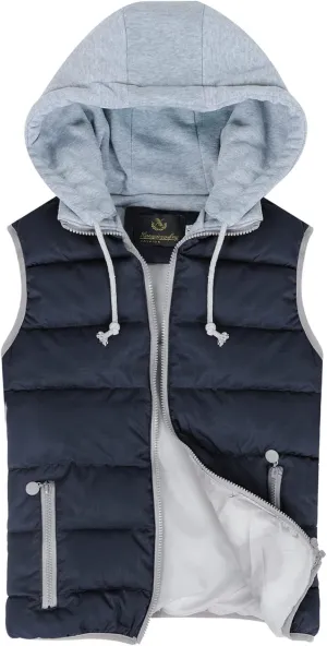 Gihuo Women's Puffer Vest Zip Up Quilted Padded Winter Sleeveless Hooded Vest Gilet Warm Jacket Outerwear Vest