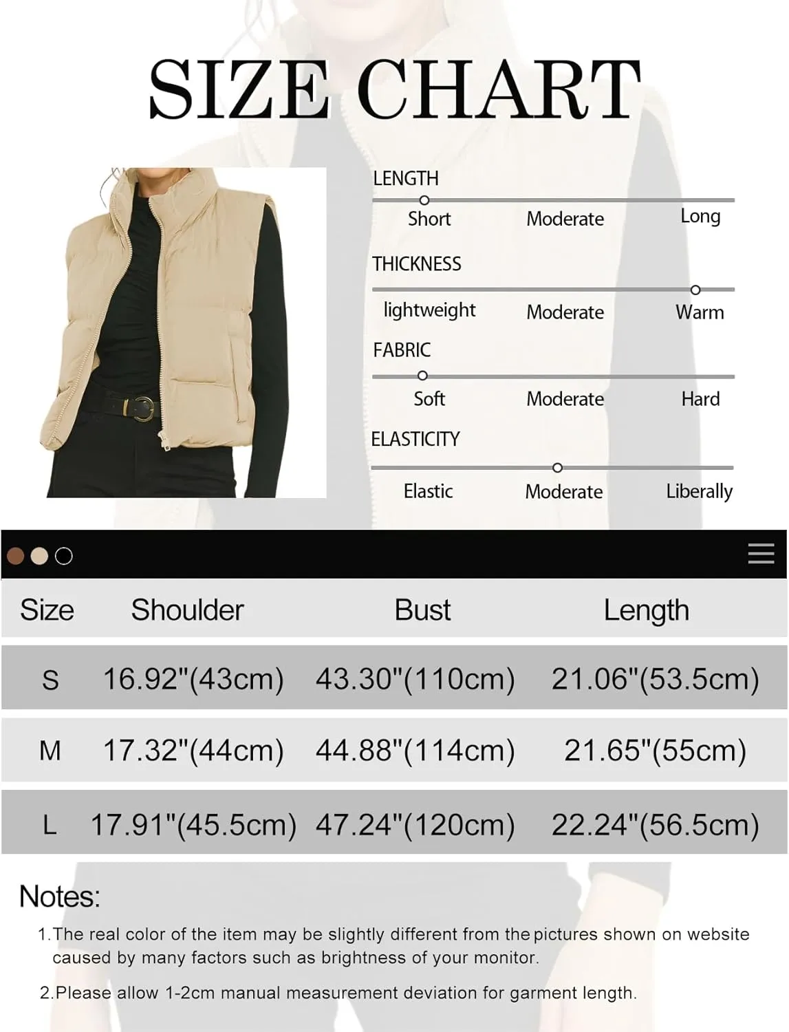Gihuo Women's Winter Cropped Puffer Vest Stand Collar Zip Up Sleeveless Padded Jacket Lightweight Outerwear
