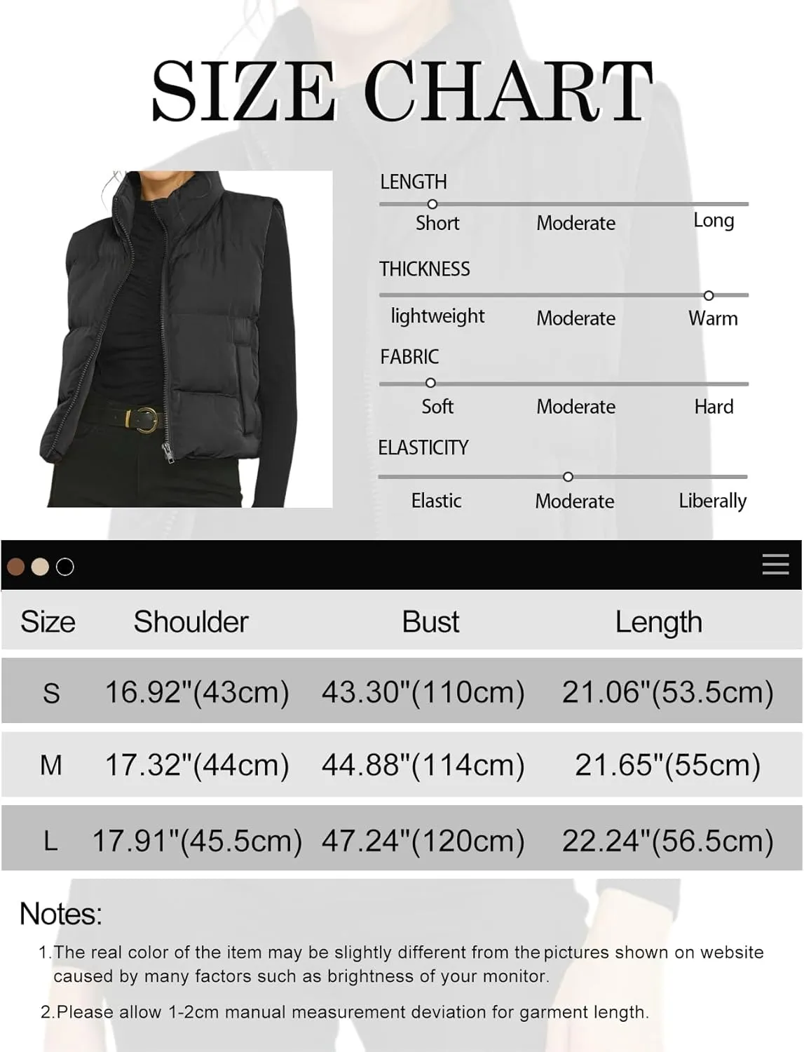 Gihuo Women's Winter Cropped Puffer Vest Stand Collar Zip Up Sleeveless Padded Jacket Lightweight Outerwear