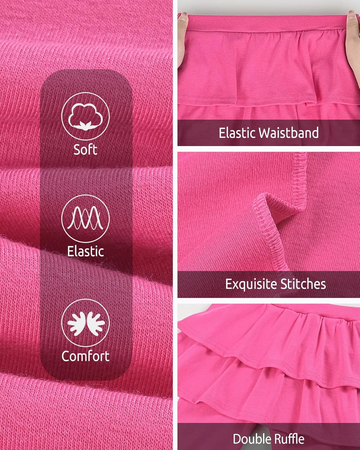 Girls Leggings with Skirts School Uniform Athletic Stretchy Tutu Pants Kids Warm Ruffle Clothes 2-Pack