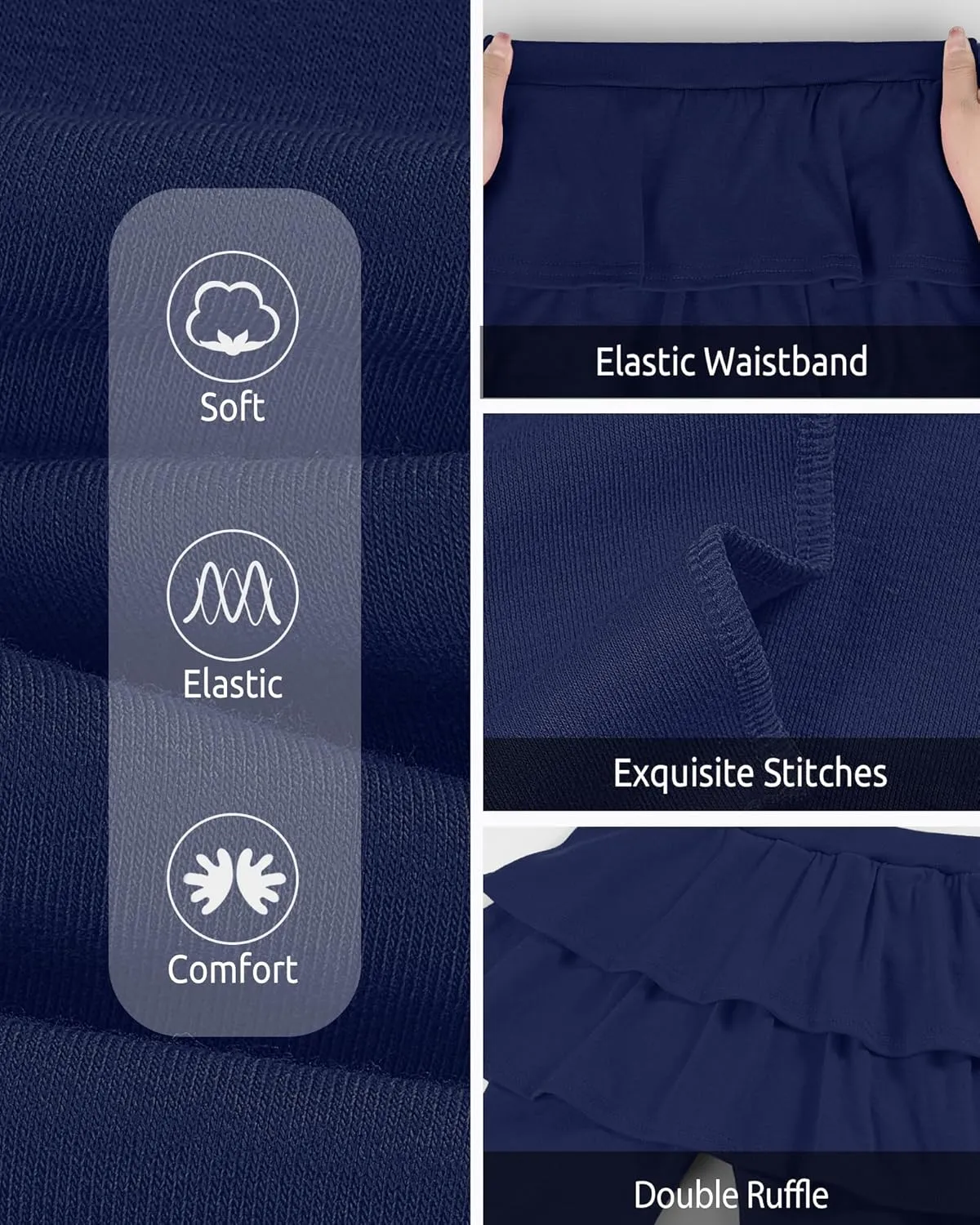 Girls Leggings with Skirts School Uniform Athletic Stretchy Tutu Pants Kids Warm Ruffle Clothes 2-Pack