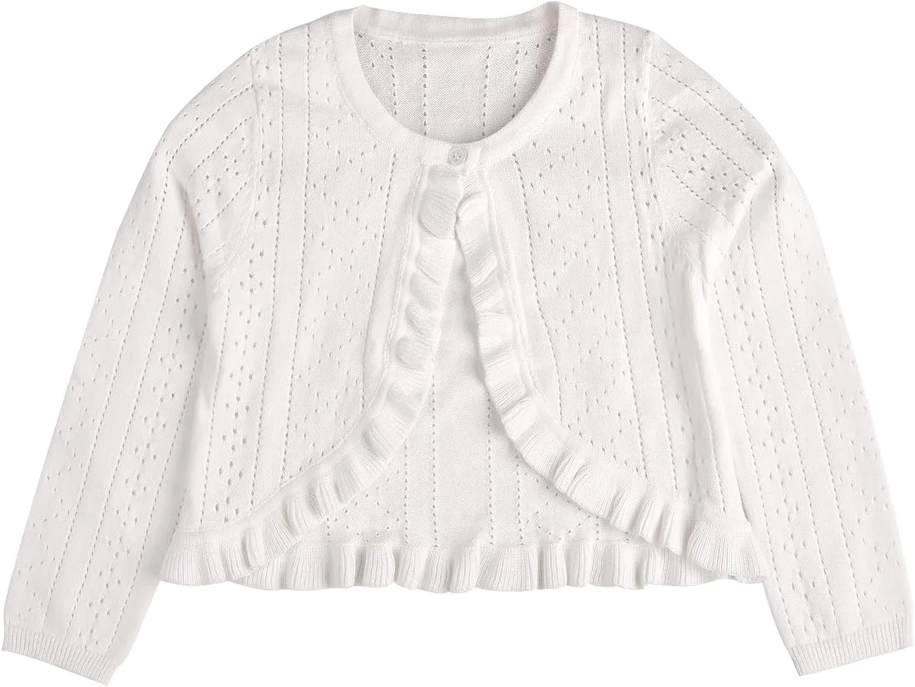 Girls' Long Sleeve Button Closure Knitted Bolero Cardigan Kids Shrug Sweaters Cropped Jacket Cover Up Tops