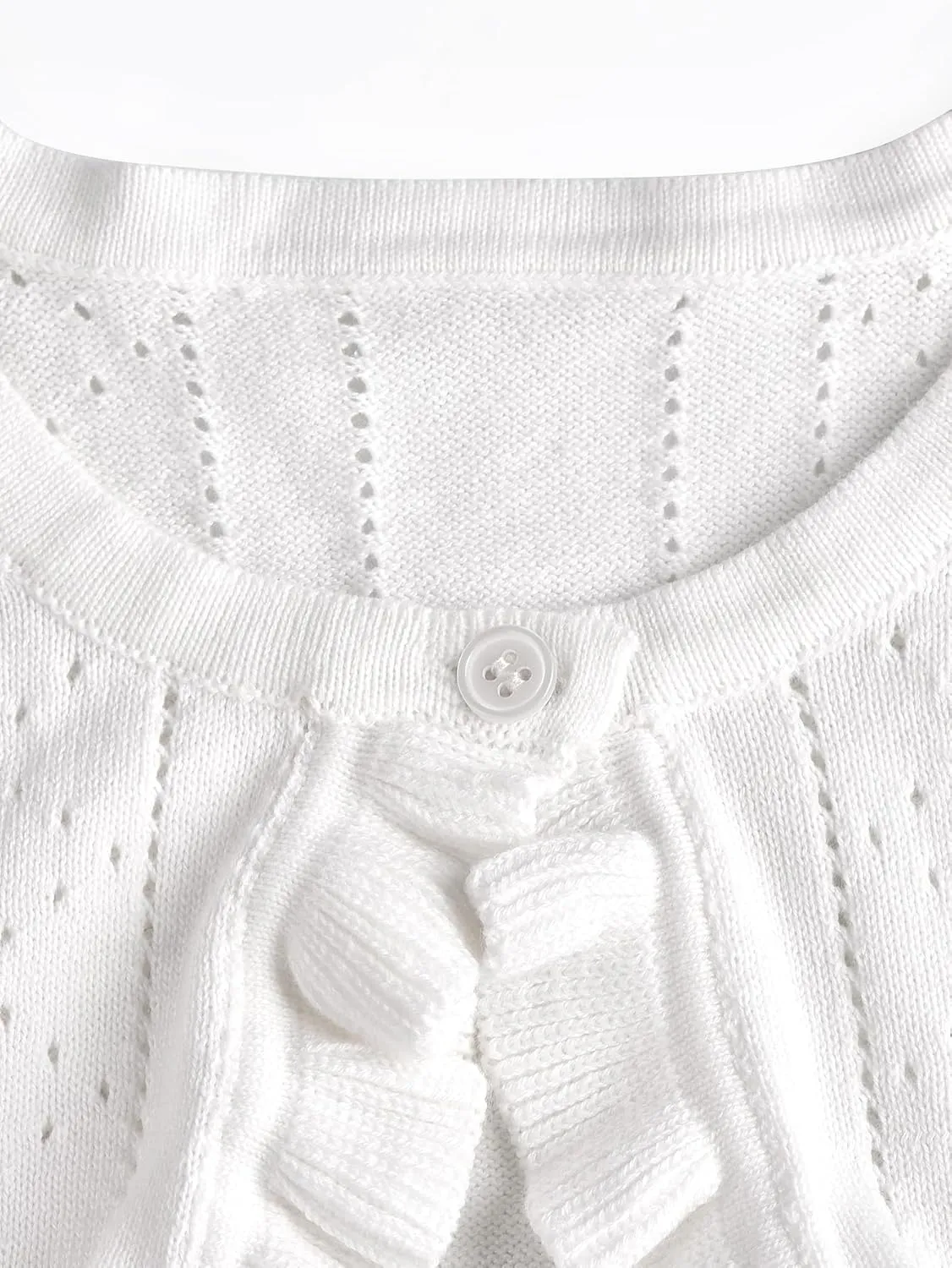 Girls' Long Sleeve Button Closure Knitted Bolero Cardigan Kids Shrug Sweaters Cropped Jacket Cover Up Tops