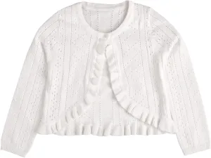 Girls' Long Sleeve Button Closure Knitted Bolero Cardigan Kids Shrug Sweaters Cropped Jacket Cover Up Tops