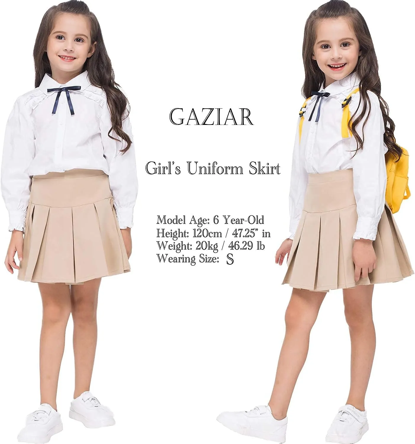 Girls Pleated Skirt Girls Uniform Skirt Skort Adjustable Waist Kids Skater Dance Skirt 6-12 Years