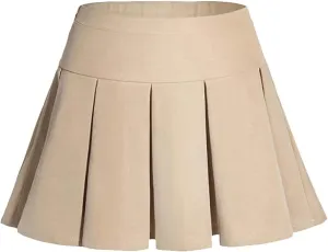 Girls Pleated Skirt Girls Uniform Skirt Skort Adjustable Waist Kids Skater Dance Skirt 6-12 Years
