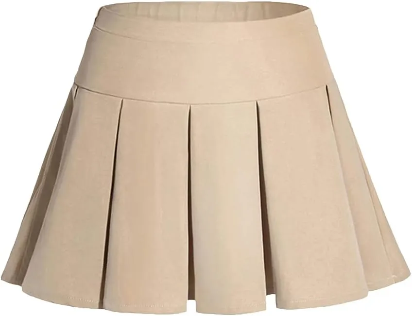 Girls Pleated Skirt Girls Uniform Skirt Skort Adjustable Waist Kids Skater Dance Skirt 6-12 Years
