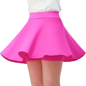 Girls Skirts Casual Mini Flare Pleated Skirt with Shorts High Waisted Skater Skirt A Line Skorts