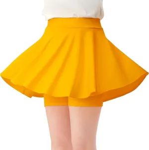 Girls Skirts Casual Mini Flare Pleated Skirt with Shorts High Waisted Skater Skirt A Line Skorts