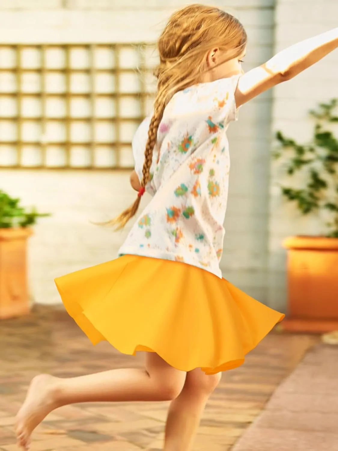 Girls Skirts Casual Mini Flare Pleated Skirt with Shorts High Waisted Skater Skirt A Line Skorts
