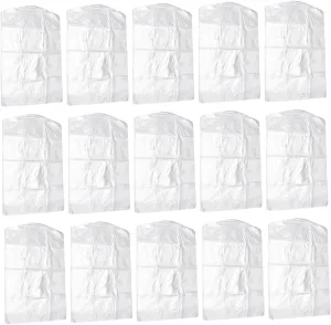 GLEAVI Dress Bag 20pcs Hanging Garment Bags Plastic Clothes Covers for Wardrobe