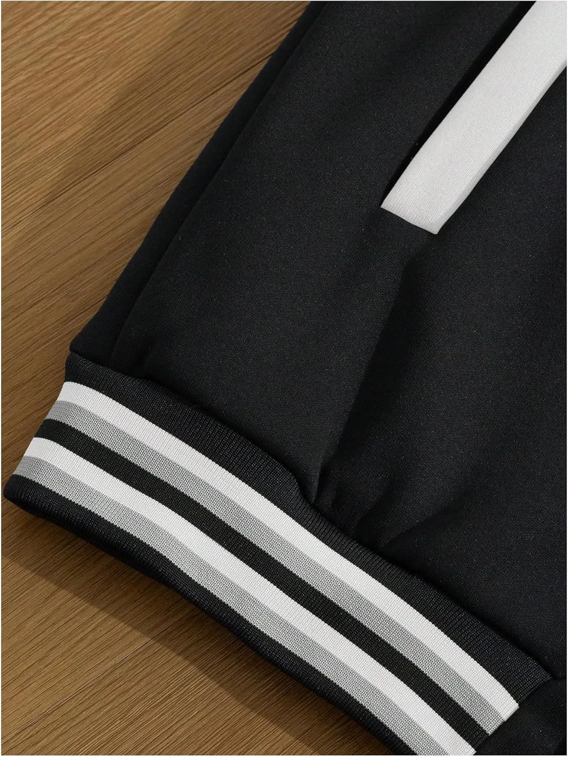 GORGLITTER Men's Letter Graphic Varsity Jacket Long Sleeve Striped Trim Button Bomber Jackets