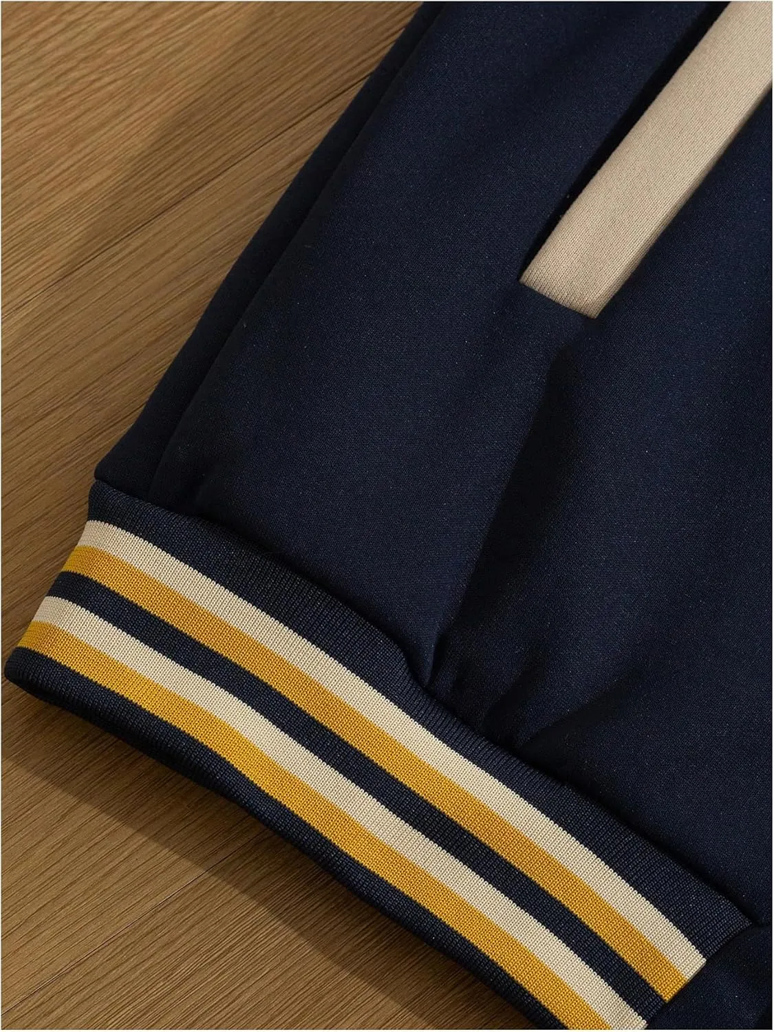 GORGLITTER Men's Letter Graphic Varsity Jacket Long Sleeve Striped Trim Button Bomber Jackets