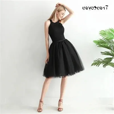 Gothic 7 Layers 65cm Mix Colors Tutu Tulle Skirt Women Streetwear High Waist Pleated Midi Skirts spudniczki jupe rokken faldas