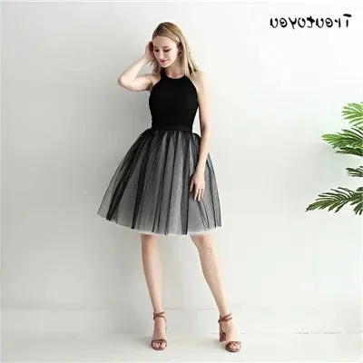 Gothic 7 Layers 65cm Mix Colors Tutu Tulle Skirt Women Streetwear High Waist Pleated Midi Skirts spudniczki jupe rokken faldas