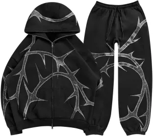 Gothic Hoodies Jacket Y2K Hip Hop Hoodie for Women Men Graphic Full Zip up Oversized Hoodies