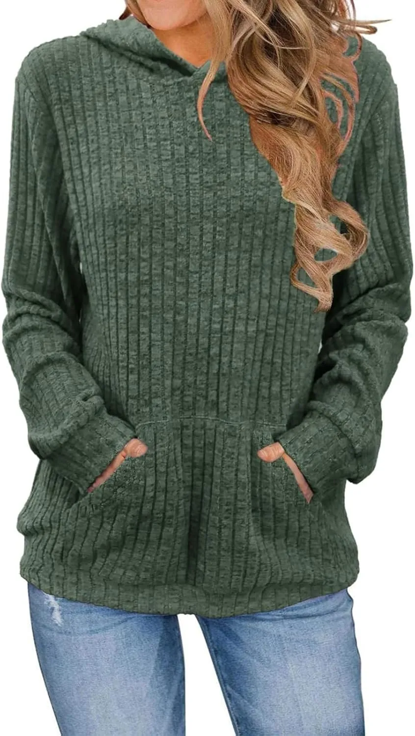 Gumipy Oversized Hoodies Sweatshirt for Women Knit Long Sleeve Shirts Tops Trendy Tunic Sweater Sweatshirt Comfrt Hoodie