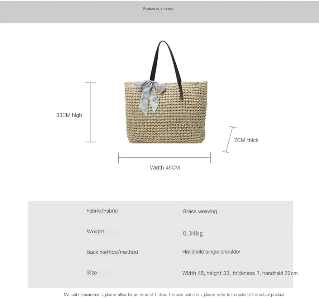 Handbag Tote Bag Women 2024 New Summer Versatile Seaside Vacation Beach Bag Woven Straw Bag Straw Bags(Brown)