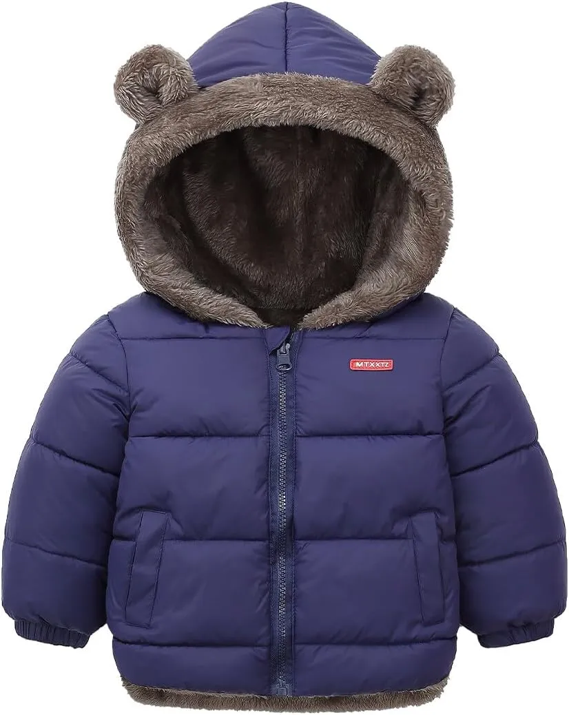 Happy Cherry Baby Boys Girls Puffer Jacket Hooded Coat Fleece Liner Elastic Cuffs Outerwear 12Mon-5T