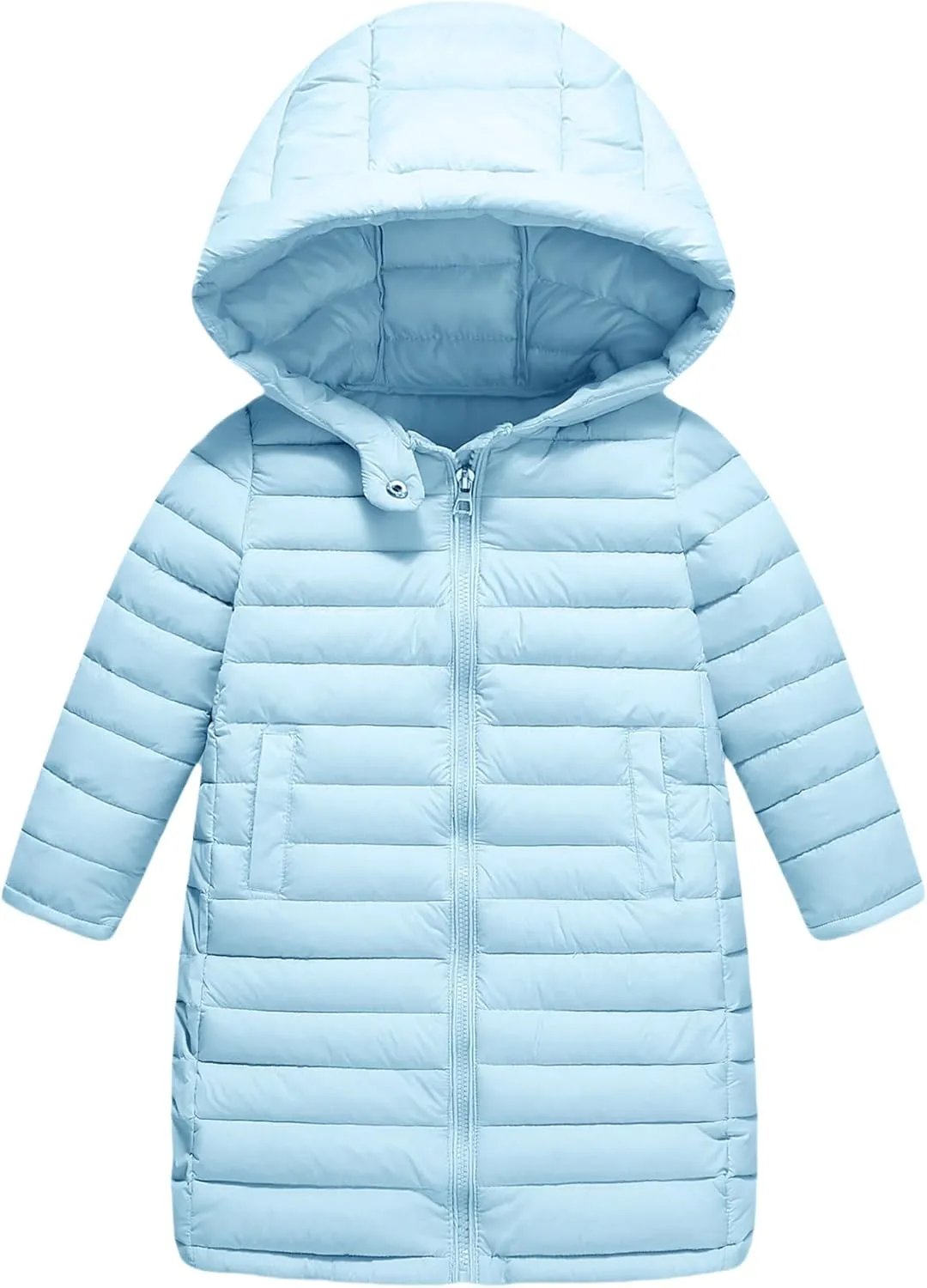 Happy Cherry Girls Boys Long Lightweight Hooded Puffer Jacket Puffer Down Coat Winter Fall Outerwear Warm