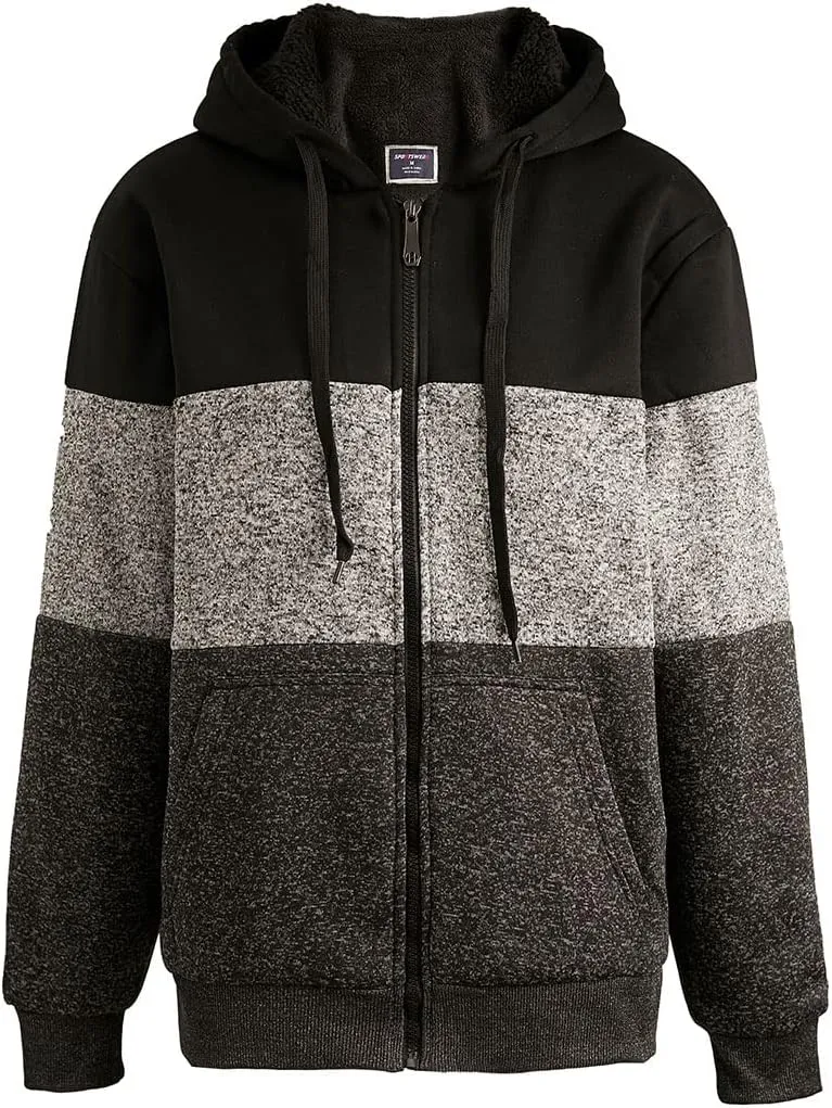 Heavyweight Hoodies for Men Jackets Comfy Sherpa Lined Zip Up Hoodie Coats with Pockets Outerwear