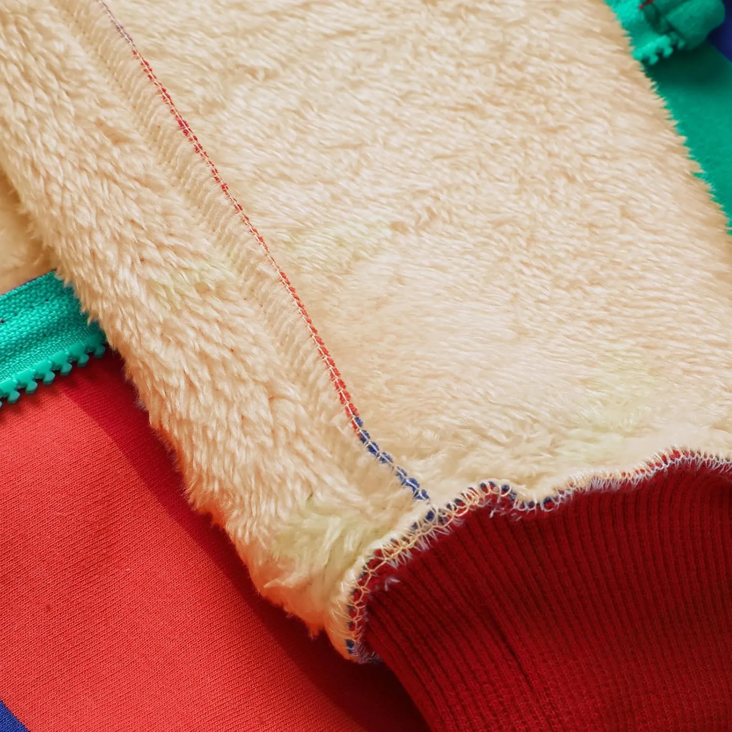 HILEELANG Girl Sherpa Fleece Lined Jacket Zip Up Hoodie Coat Cotton Raibow Stripe Winter Lightweight Outerwear