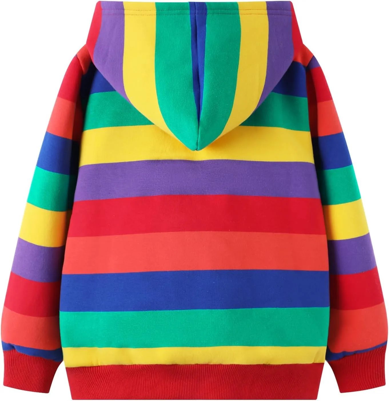 HILEELANG Girl Sherpa Fleece Lined Jacket Zip Up Hoodie Coat Cotton Raibow Stripe Winter Lightweight Outerwear