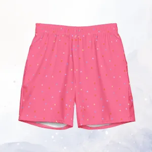 Hot Pink Polka Dot Mens Swim Trunks