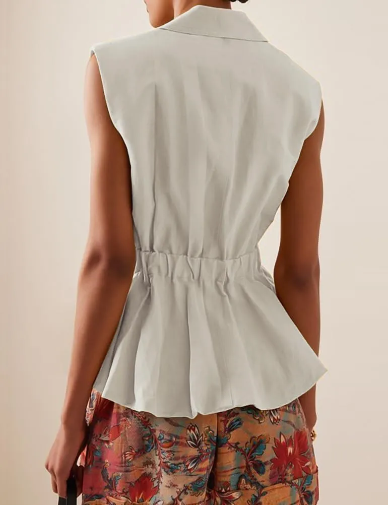 IDEALSANXUN Cotton Linen Vests for Women Fashion Dressy Casual Summer Sleeveless Blazers Lightweight Jacket Outerwear Vests