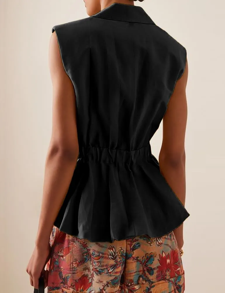 IDEALSANXUN Cotton Linen Vests for Women Fashion Dressy Casual Summer Sleeveless Blazers Lightweight Jacket Outerwear Vests