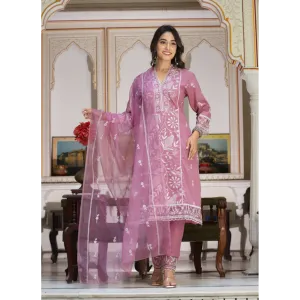 Indolady Cotton Pink Lucknowi Suit Set
