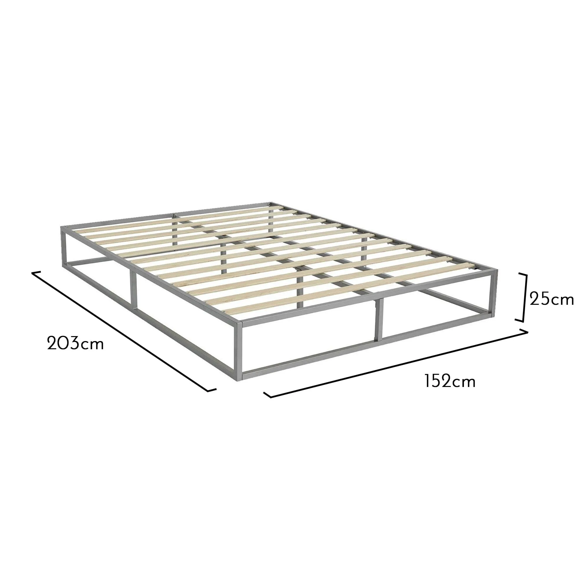 Indy King Size Platform Bed - Grey Metal