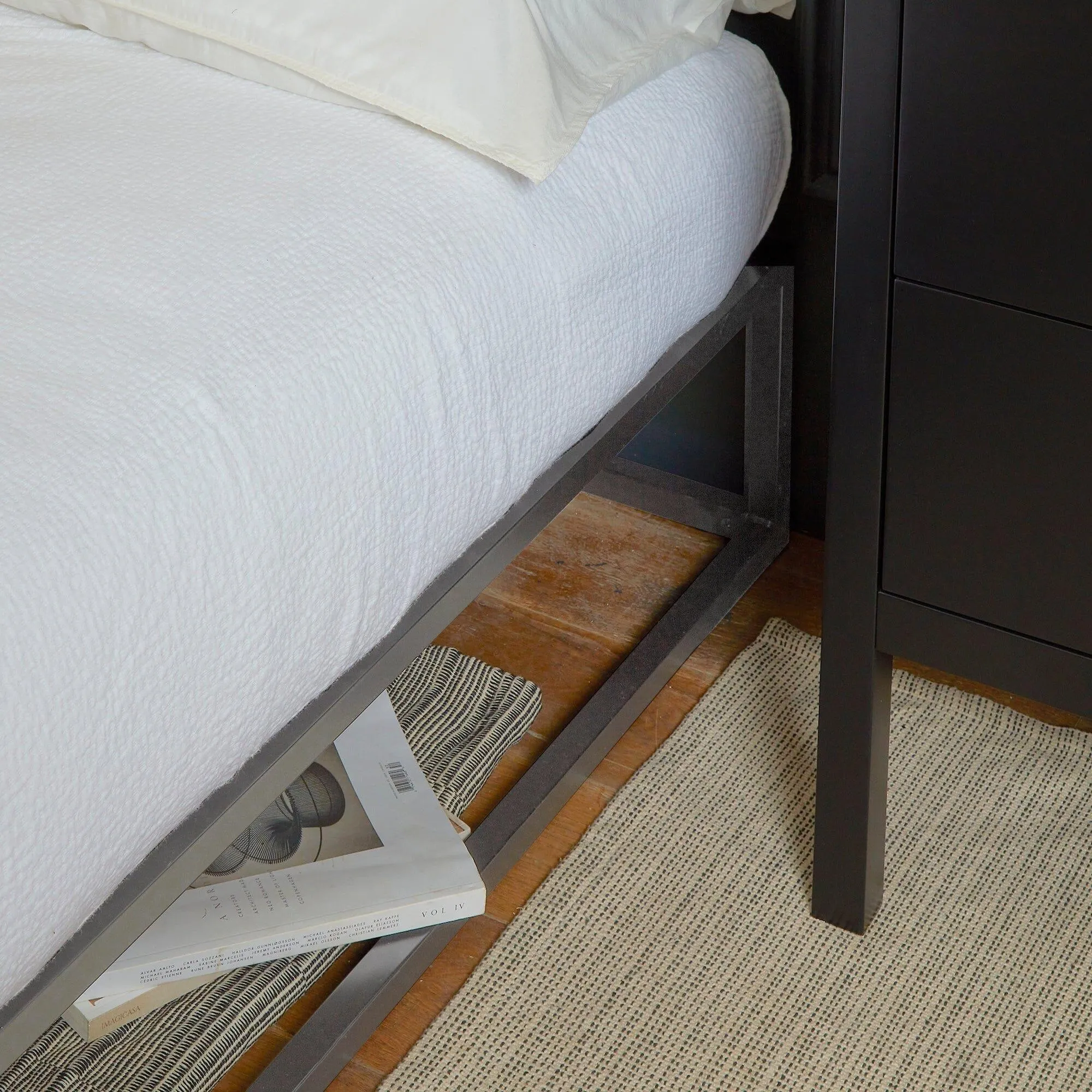 Indy King Size Platform Bed - Grey Metal