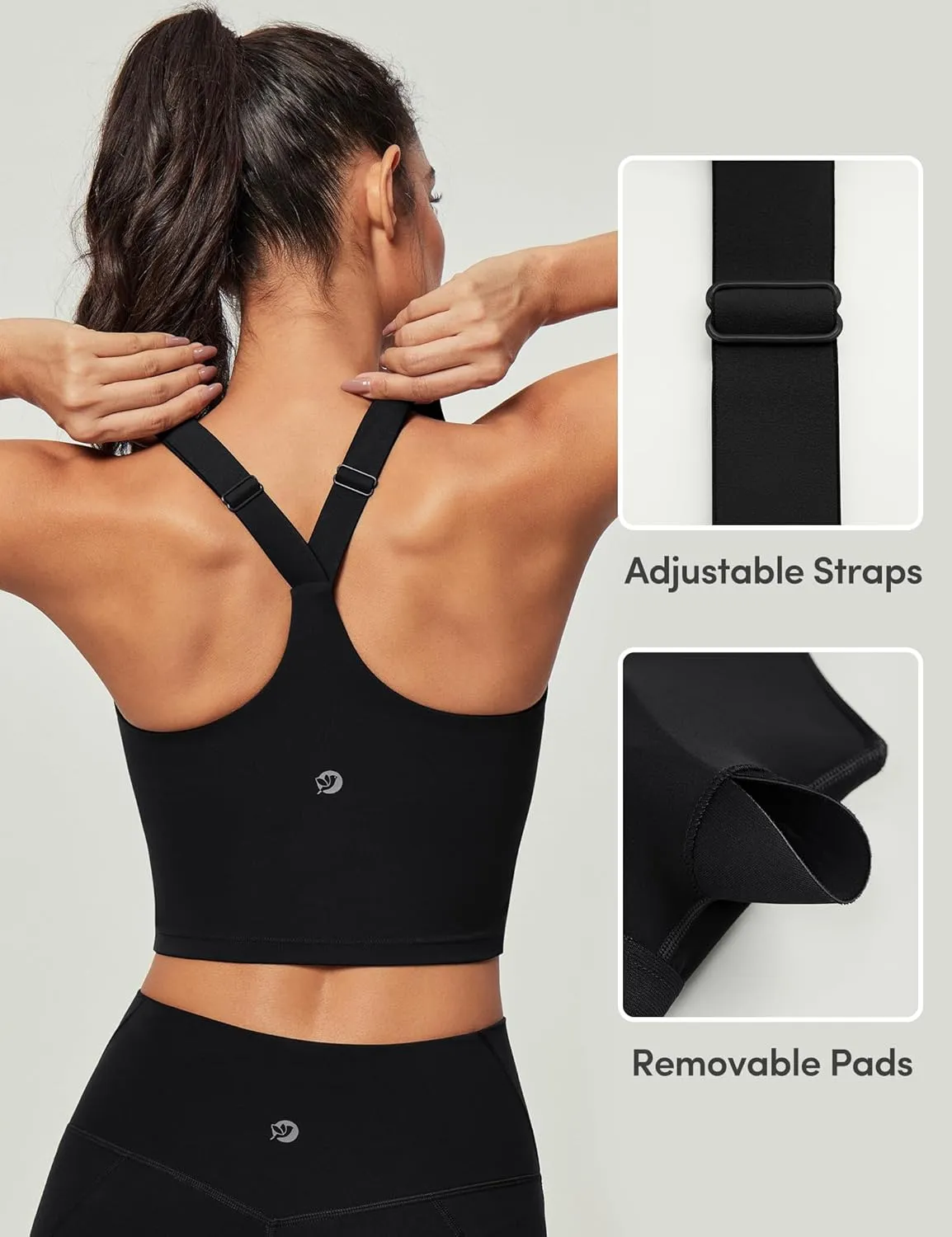 IUGA Buttery Adjustable Workout Tank Tops Woman with Built in Bra Y Back Longline Sports Bra Athletic V-Neck Crop Tops