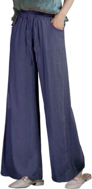 IXIMO Women's Cotton Linen Wide Leg Pants Casual Drawstring Lounge Palazzo Loose Trousers