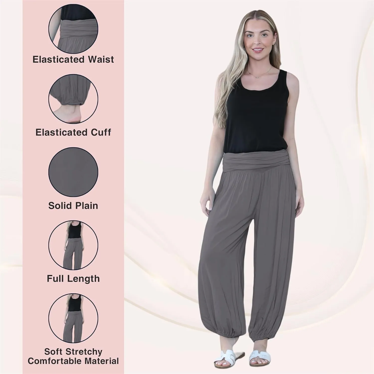 Janisramone Women Italian Baggy Harem Alibaba Pant Trousers, Summer Pants for Women, Yoga Harem Pants for Women
