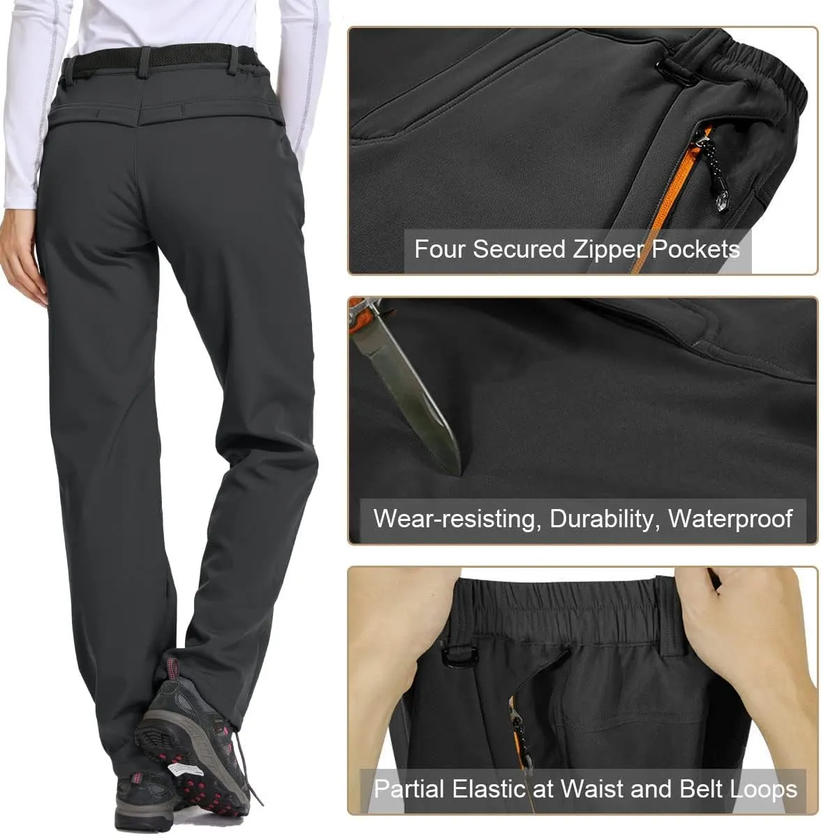 Jessie Kidden Women's Waterproof Pants Hiking Ski Snow Fish Fleece Lined Insulated Outdoor Golf Travel Pant