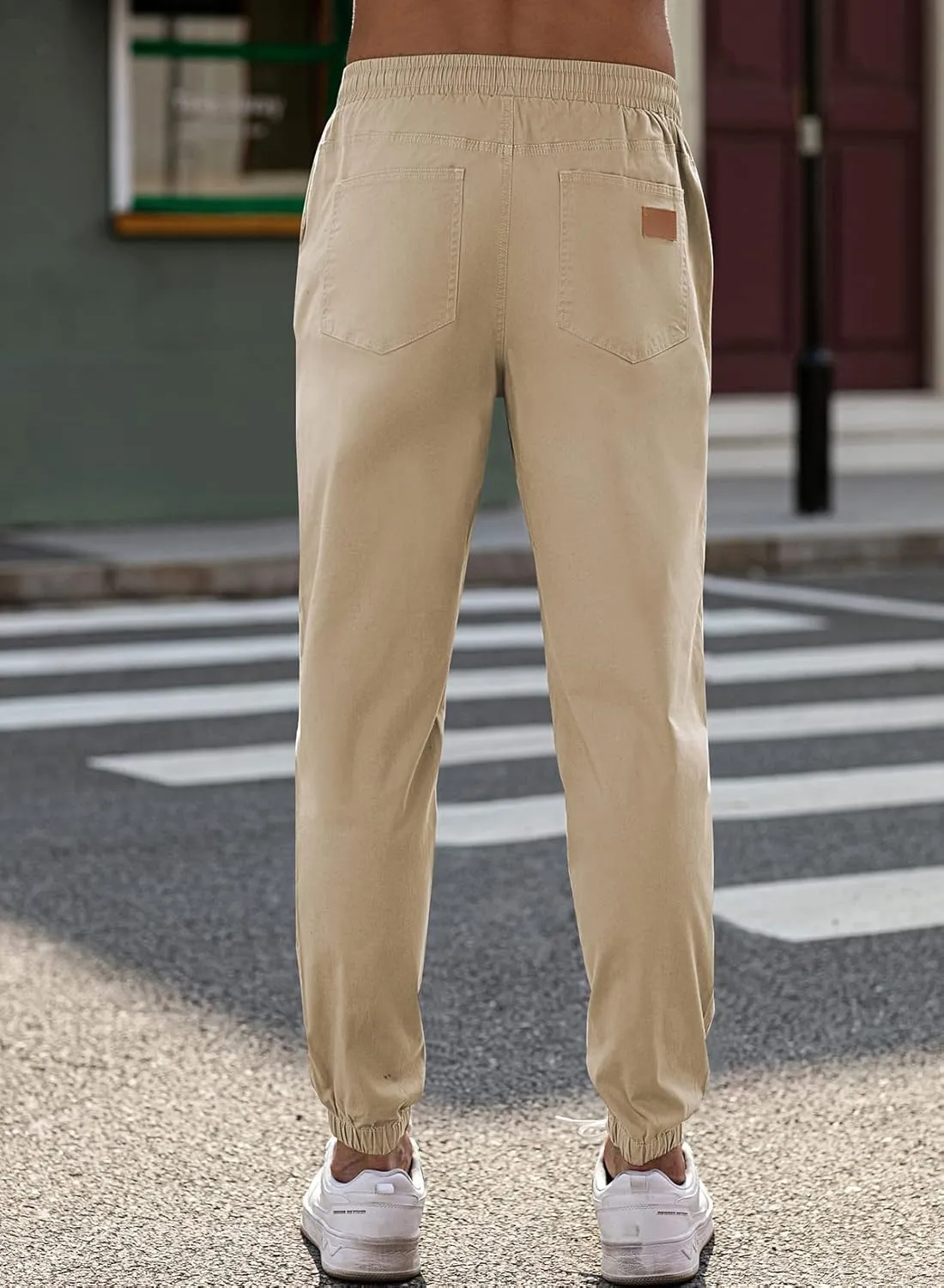 JMIERR Mens Casual Joggers Pants - Cotton Drawstring Chino Cargo Pants Hiking Outdoor Twill Track Jogging Sweatpants Pants