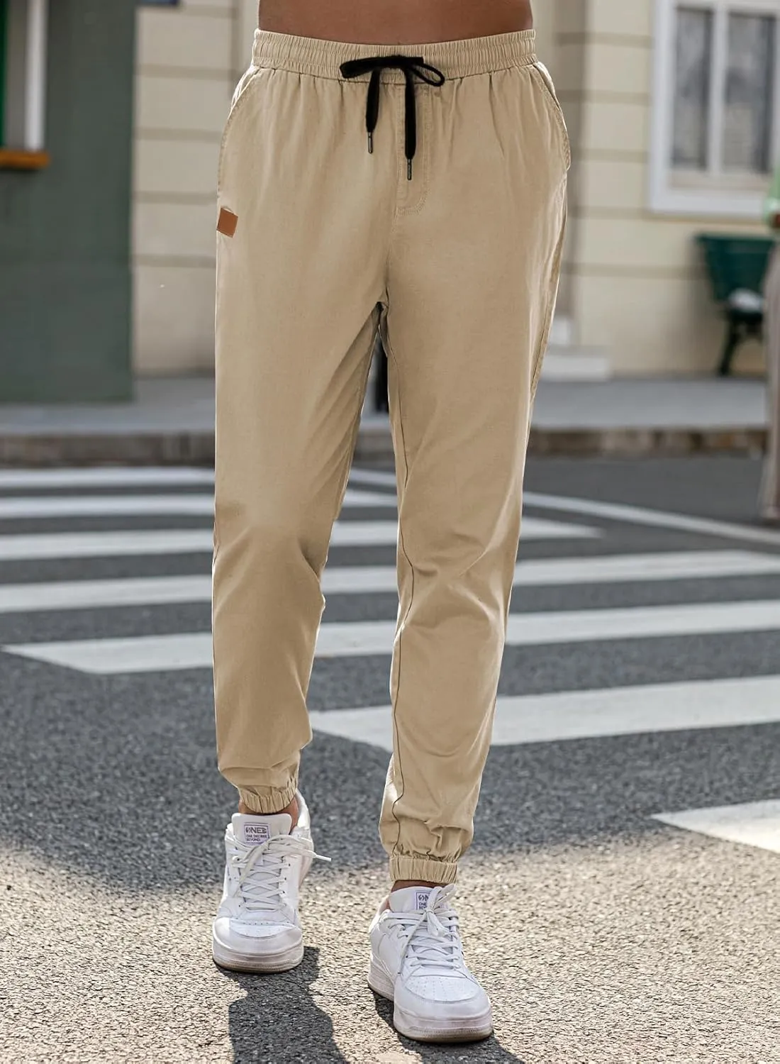 JMIERR Mens Casual Joggers Pants - Cotton Drawstring Chino Cargo Pants Hiking Outdoor Twill Track Jogging Sweatpants Pants