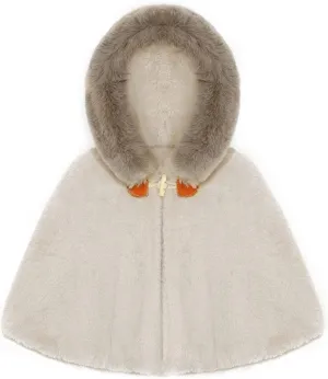 Kaerm Toddler Baby Girls Cute Carseat Poncho Faux Fur Hooded Cape Cloak Fleece Jacket Coat Winter Outerwear