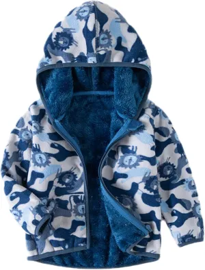 Kids Boys Girls Polar Fleece Jacket with Hood Toddler Outerwear Warm Autumn Winter Coat 2-9Years