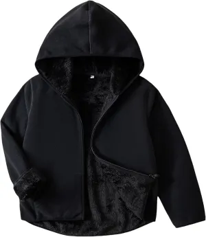 Kids Boys Girls Polar Fleece Jacket with Hood Toddler Outerwear Warm Autumn Winter Coat 2-9Years