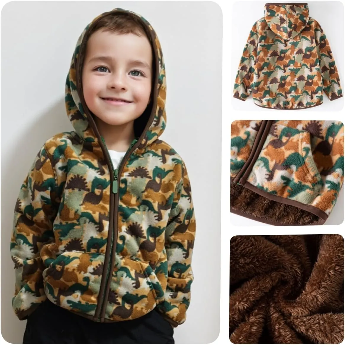 Kids Boys Girls Polar Fleece Jacket with Hood Toddler Outerwear Warm Autumn Winter Coat 2-9Years