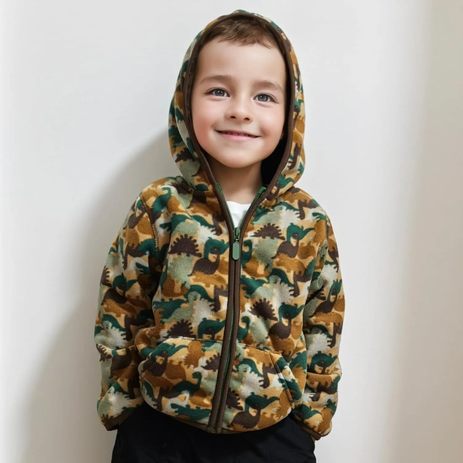 Kids Boys Girls Polar Fleece Jacket with Hood Toddler Outerwear Warm Autumn Winter Coat 2-9Years