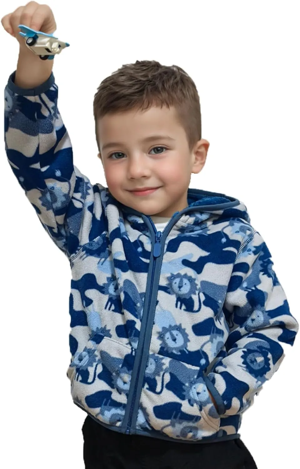 Kids Boys Girls Polar Fleece Jacket with Hood Toddler Outerwear Warm Autumn Winter Coat 2-9Years